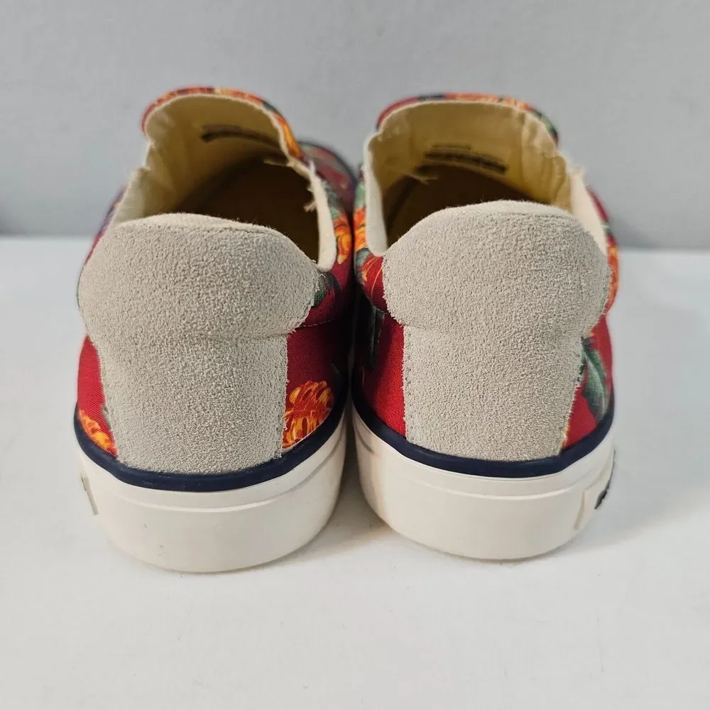 Seavees Womens Hawthorne Slip On Magnum Shoes Size 5 Red Hawaiian Bird‎ Poplin
